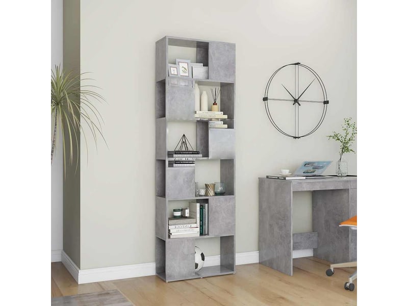  Bibliothèque, séparateur de pièce gris béton 60x24x186 cm  - Conforama C