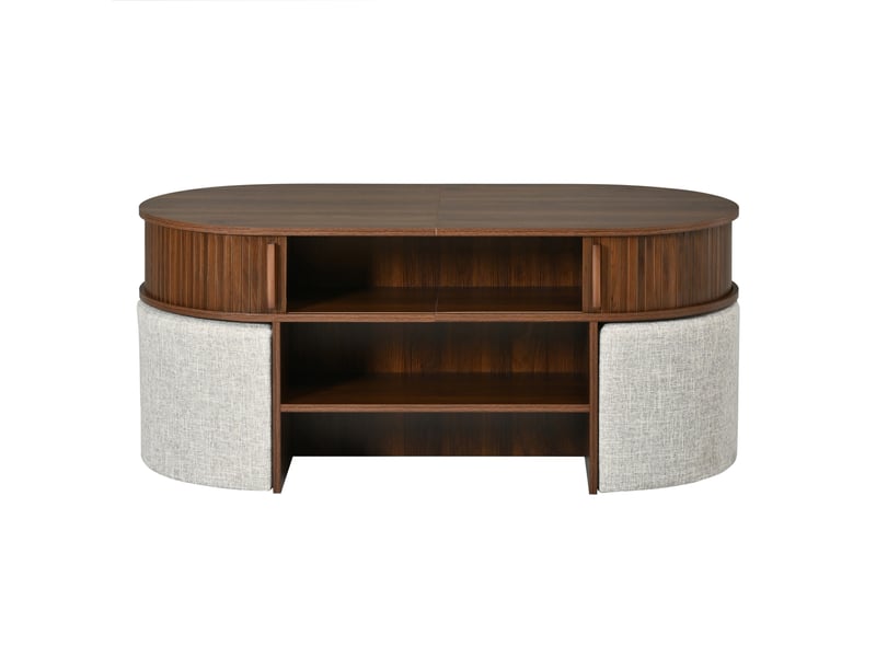  Table basse ovale 120x60x51,5 cm avec rangement panneau de particules et mdf noyer  - Conforama A