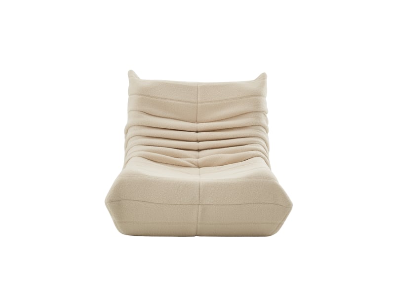  Fauteuil pouf beige en velours teddy avec dossier, assise ergonomique 110x85x79 cm homvra  - Conforama A
