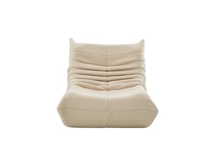 Fauteuil pouf beige en velours teddy avec dossier, assise ergonomique 110x85x79 cm homvra
