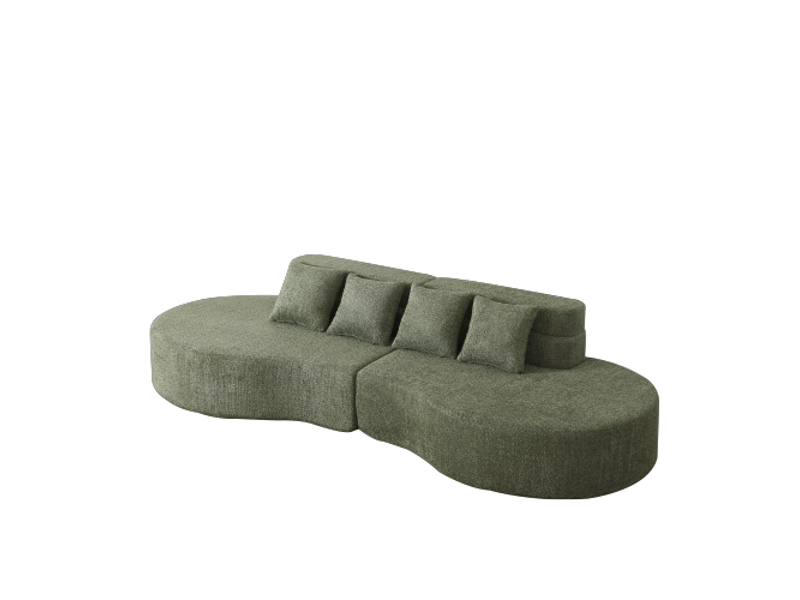  Canapé modulable 310 cm, 2 pièces sans cadre, mousse mémoire haute densité, housse teddyfleece lavable, design minimaliste moderne  - Conforama D