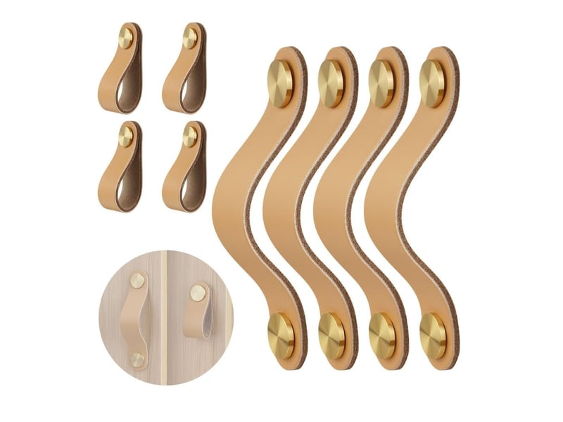  Poignées de meuble en cuir – lot de 4, entraxe 128mm  - Conforama A