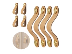 Poignées de meuble en cuir – lot de 4, entraxe 128mm