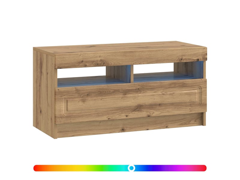  Meuble tv - banc tv - meuble de rangement led chêne artisanal bois d'ingénierie  - Conforama C