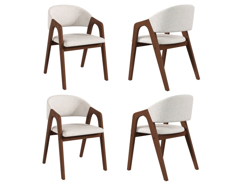  Lot de 6 chaises de salle à manger en bois avec accoudoirs, beige avoine et noyer  - Conforama A