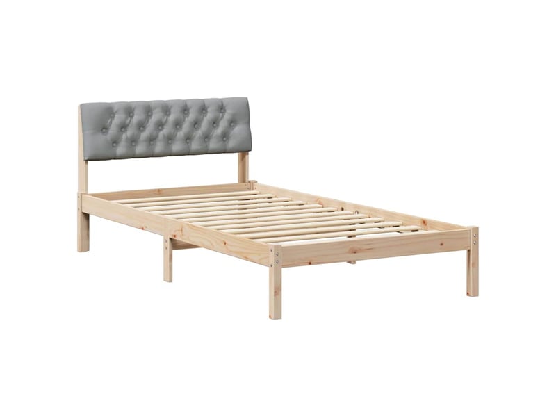  Lit simple- lit adulte -  cadre de lit avec tête de lit marron et gris clair 100 x 200 cm  - Conforama A