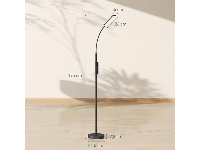  Lampadaire sur pied de salon avec télécommande, contrôle tactile, noir, température couleur et luminosité réglables  - Conforama C
