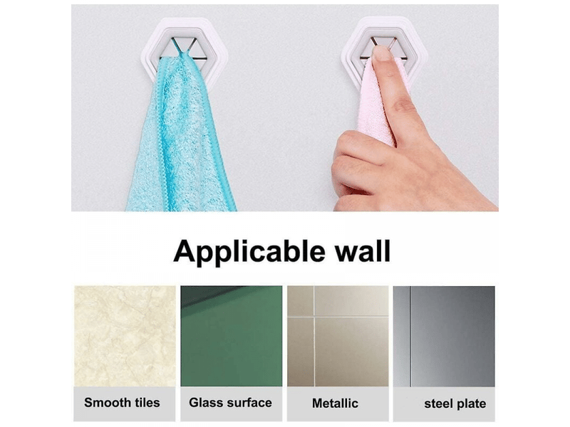  Crochets pour peignoirs de salle de bain, lot de 2 adhésifs pour serviettes, porte-serviettes de cuisine, blanc  - Conforama B