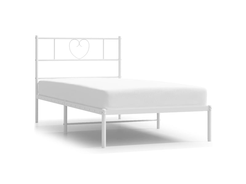  Lit simple- lit adulte -  cadre de lit métal sans matelas avec tête de lit blanc 90x200cm  - Conforama A
