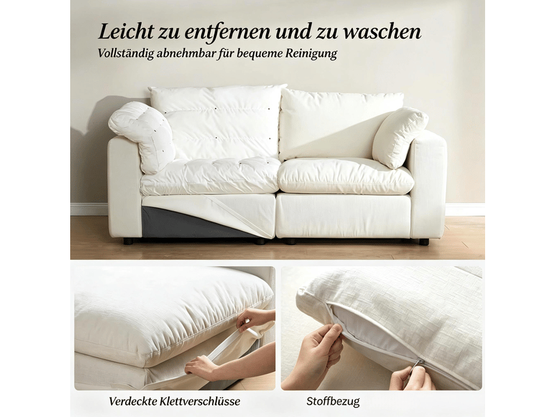  Canapé modulable moderne 180x91x83 cm 2 places bois métal blanc  - Conforama D
