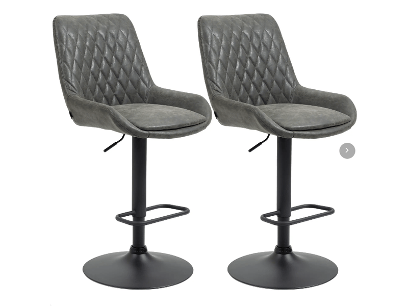  Lot de 2 tabourets de bar réglables,51x59x97-117 cm,similicuir,gris foncé  - Conforama A
