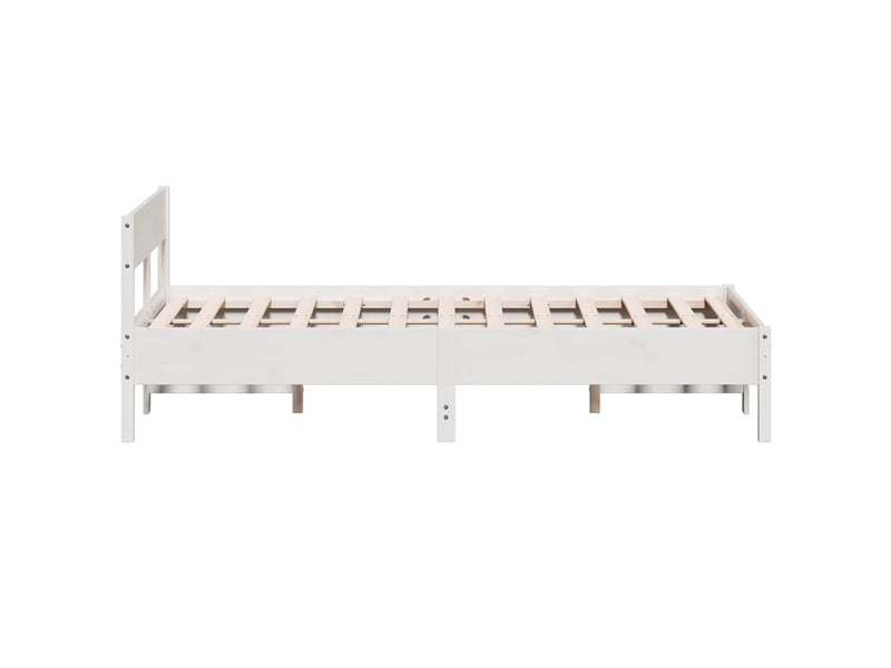  Lit double- lit adulte -  cadre de lit sans matelas blanc 160x200 cm bois de pin massif  - Conforama D