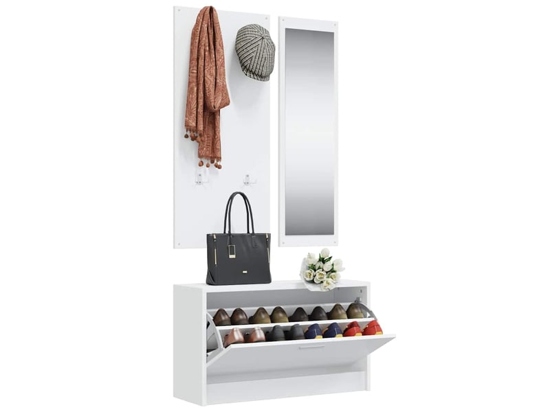  Ensemble d'armoires à chaussures 3-en-1 blanc bois d'ingénierie  - Conforama C