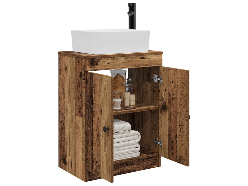 Meuble de salle de bain avec évier bois ancien 54x35x83 cm shl9225 - Conforama C