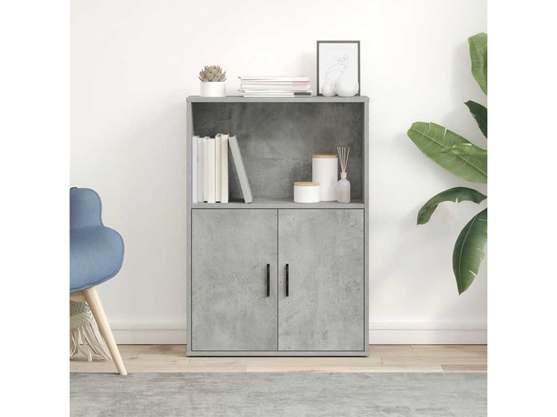  Bibliothèque, meuble de rangement salon gris béton 60x24x85 cm bois d'ingénierie  - Conforama C