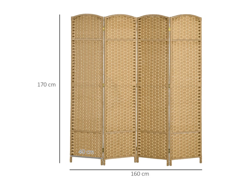  Paravent interieur en bois 4 panneaux 160 x 170 cm séparateur de pièce pliable pour salon, naturel, chambre à coucher  - Conforama C