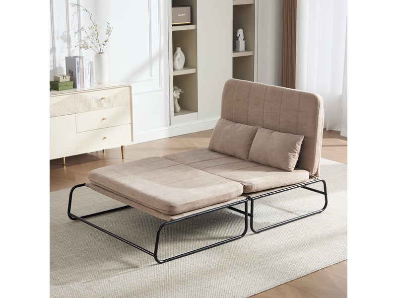  Canapé convertible 2 places - 104x85x92cm - banquette lit pliable dossier réglable tissu chenille et métal - rose  - Conforama D