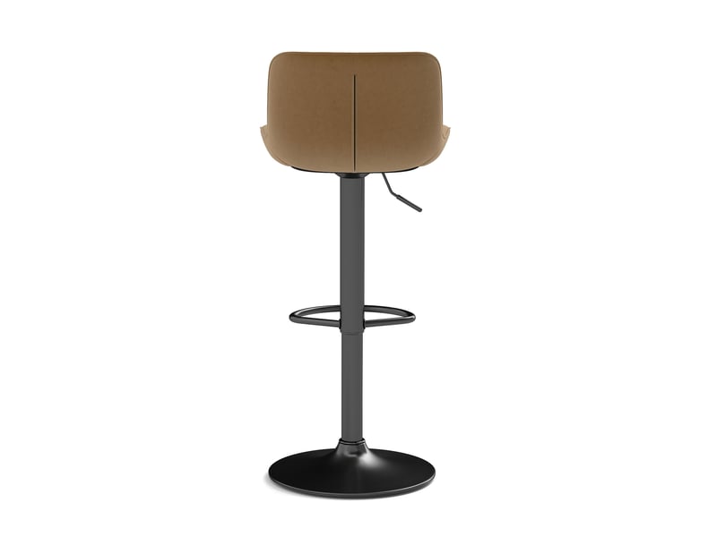  Tabouret de bar pivotant à hauteur réglable avec dossier ergonomique et siège confortable en velours, brun  - Conforama C