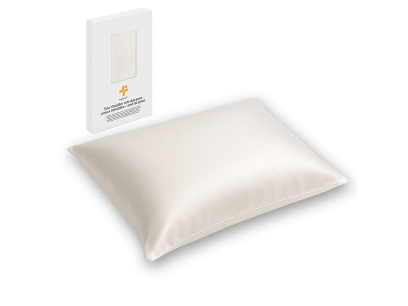  Taie d oreiller soie de mûrier 22 momme 60x40 cm ivoire silvadur 930 flex anti age  - Conforama A