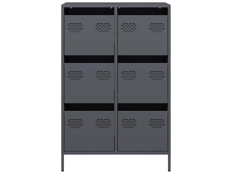  Buffet haut - bahut - meuble de rangement anthracite 68x39x101,5 cm acier  - Conforama E