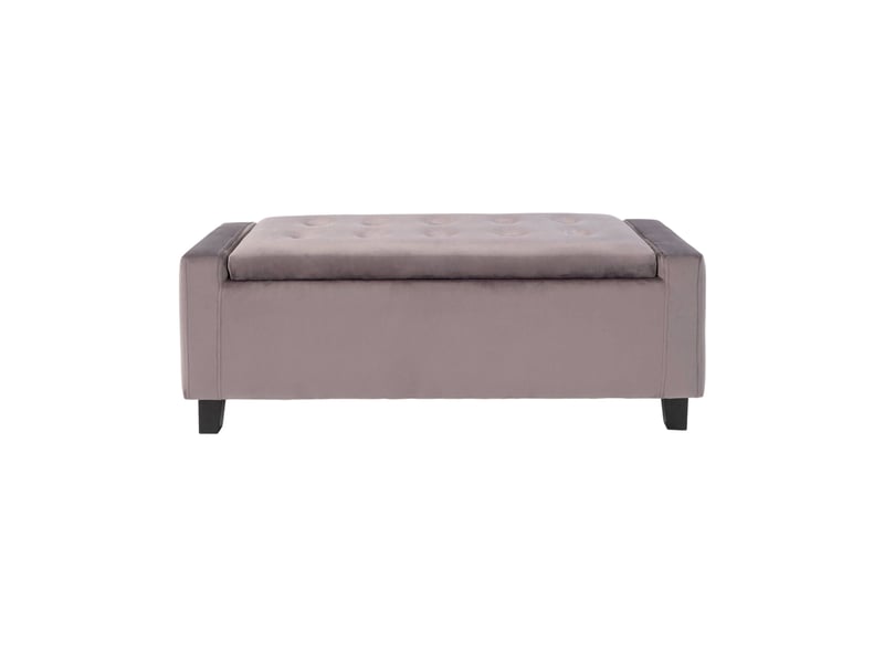  Banc de rangement 110x40x39 cm en velours gris  - Conforama C