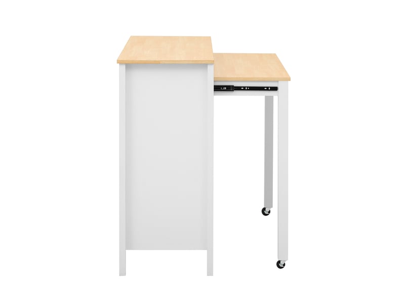 Îlot de cuisine avec table extensible 120x40x92 cm en mdf blanc et bois clair - Conforama R