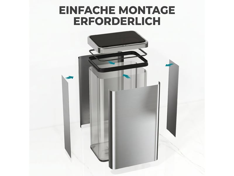  Poubelle automatique 50l capteur de mouvement en acier inoxydable 35,5 x 26 x 67 cm  - Conforama E