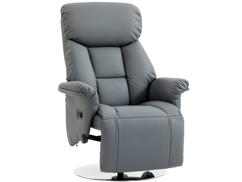 Fauteuil de relaxation, fauteuil pivotant, fauteuil inclinable, polyuréthane, 80x78x109cm, gris  - Conforama B