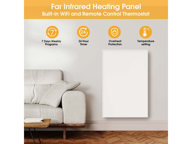 Panneau chauffant infrarouge au graphène blanc, 120,3 × 30,3 cm, ip54, protection anti-surchauffe - Conforama R