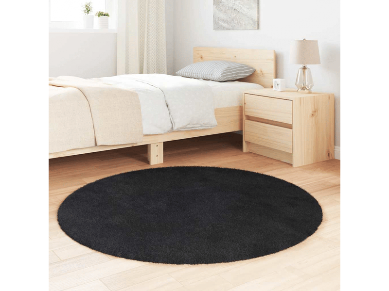  Tapis shaggy à poils longs navarra noir 120x120 cm polyester - comfortxl 4102902 - Conforama B