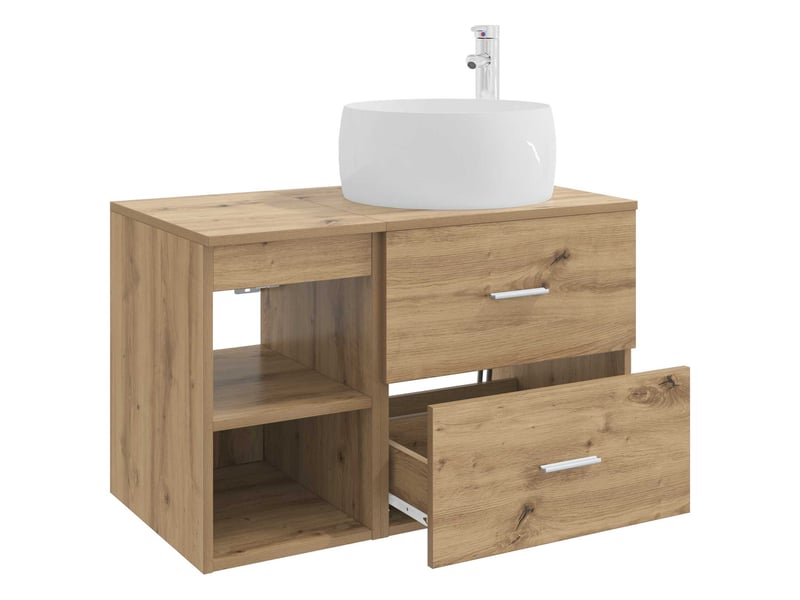 Ensemble de mobilier de salle de bain 2 pcs chêne artisanal shl7418 - Conforama D
