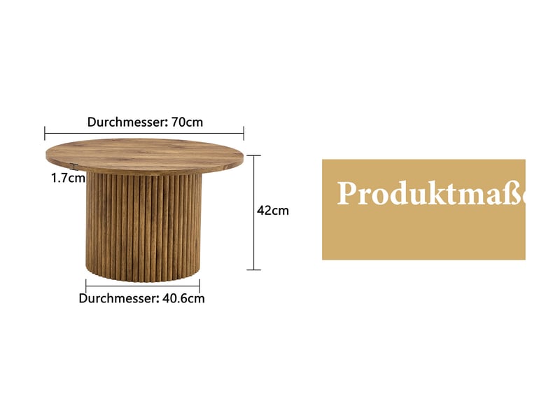  Table basse ronde mdf 70 cm bois style colonne romaine structure métallique salon evarich - Conforama C