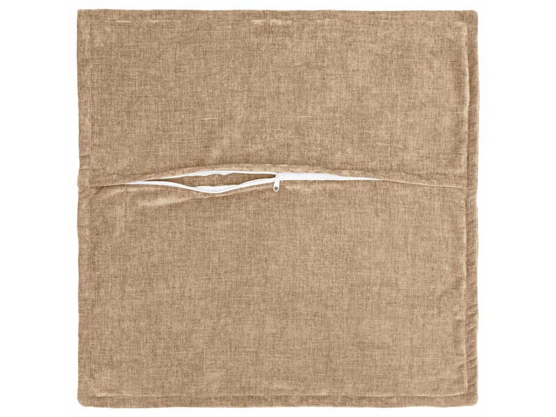  Lot de 2 housses de coussin houten taupe 80 x 80 cm tissu chenille cf49377  - Conforama D