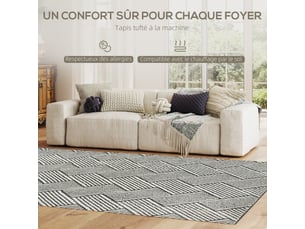Tapis salon 200 x 140 cm poils courts lavable en machine hypoallergénique pour salon, chambre à coucher, gris, bureau