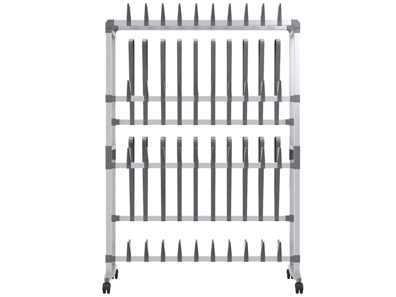  Meuble à chaussures, étagère à chaussures avec roulettes argenté 89x27x120 cm  - Conforama C