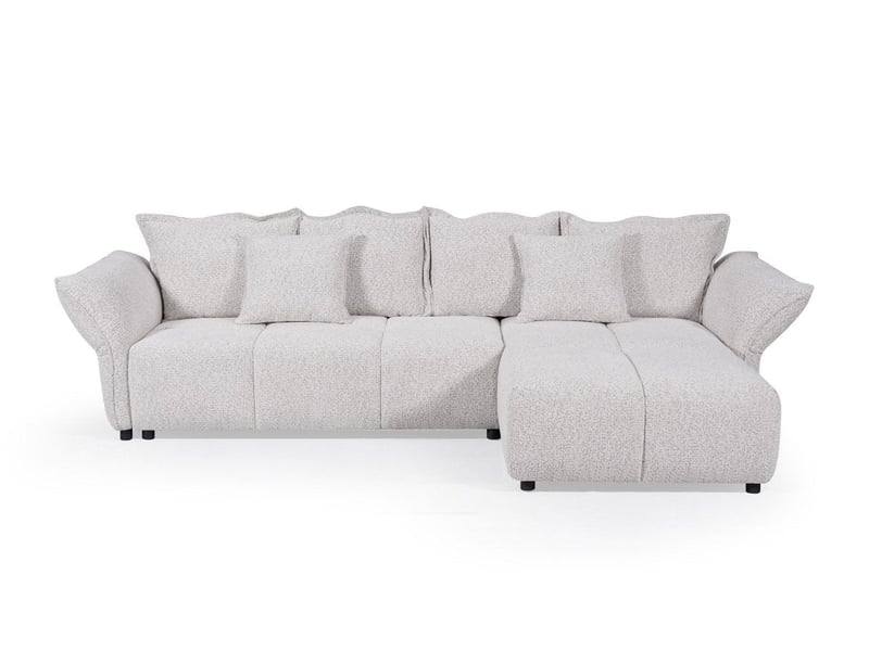  Canapé d'angle convertible réversible en velours tissé beige beline SF771-ANG-BEI - Conforama E