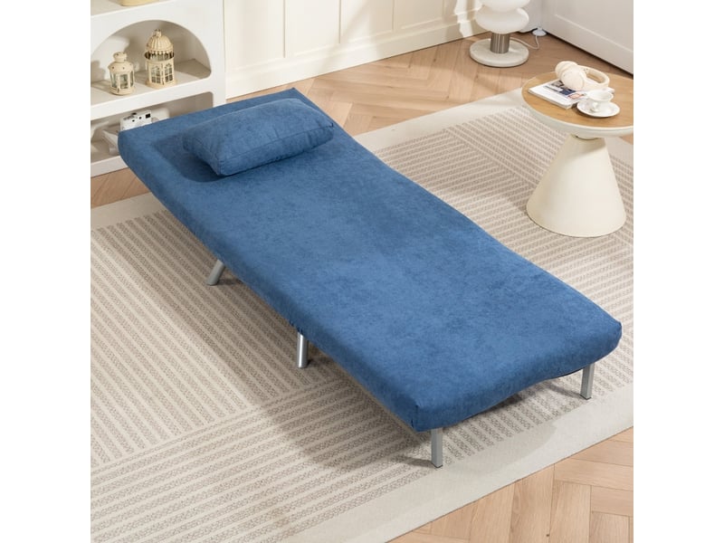  Fauteuil-lit 2-en-1,80x75x83 cm,avec dossier réglable,tissu,bleu  - Conforama E