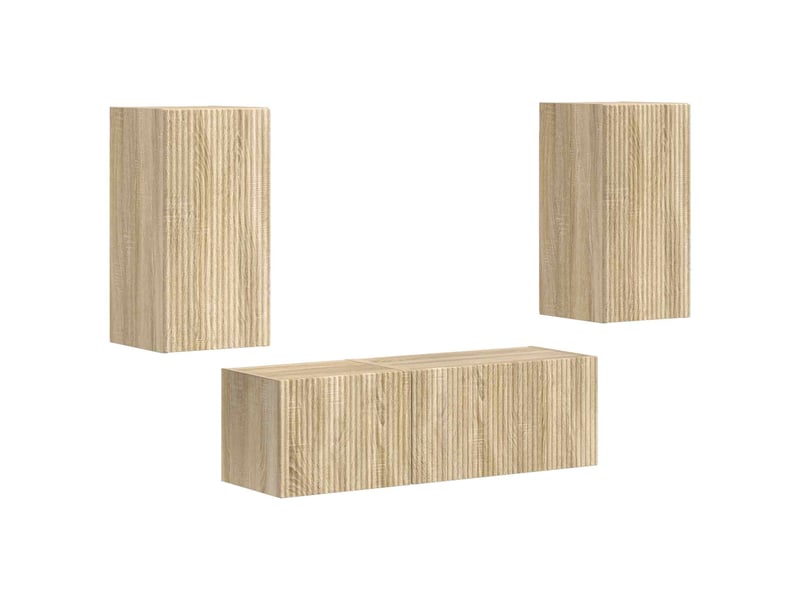 Ensemble de meuble tv - banc tv - meuble de rangement mural 4 pcs chêne sonoma bois d'ingénierie  - Conforama A
