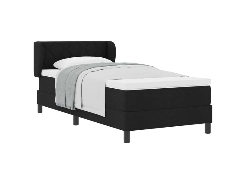  Lit adulte, lit simple, lit à ressorts avec tête de lit noir 90x190cm tissu cf17220  - Conforama A
