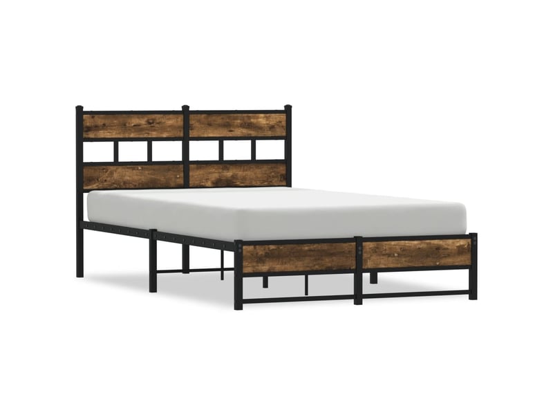  Lit double- lit adulte -  cadre de lit en métal sans matelas chêne fumé 120x190 cm  - Conforama A