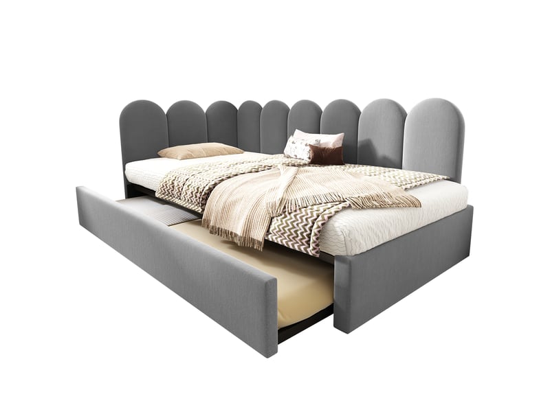 Lit jour avec canapé lit en velours gris 90 x 200 cm  - Conforama A