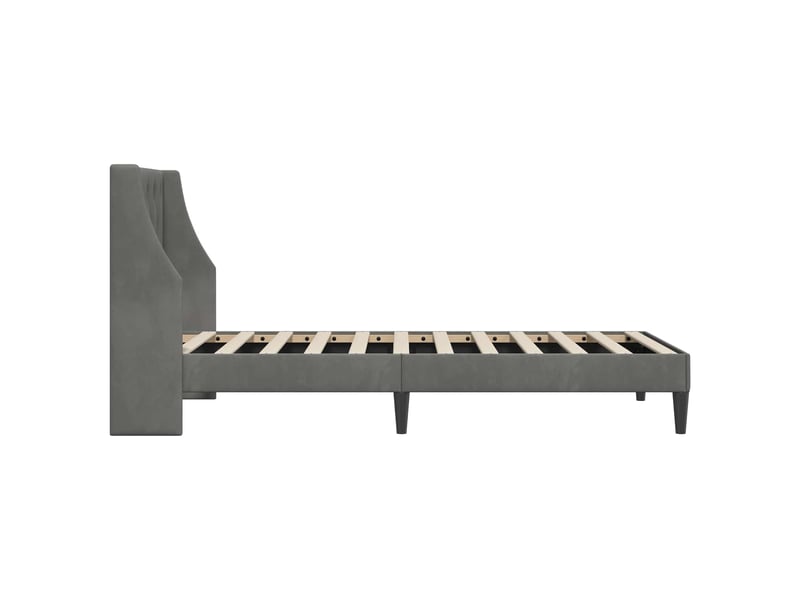  Lit simple- lit adulte -  cadre de lit avec tête de lit gris foncé 100 x 200 cm velours  - Conforama D