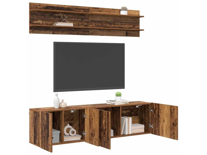  Unites tv 4 pcs bois ancien bois d'ingénierie  - Conforama C