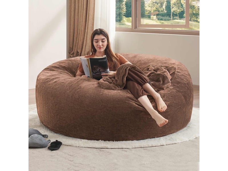Pouf géant adulte,180x150x60 cm,convertible pliable,mousse,marron - Conforama B