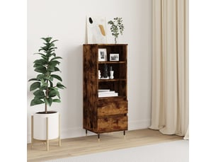 Buffet haut - bahut - meuble de rangement chêne fumé 40x36x110 cm bois d'ingénierie