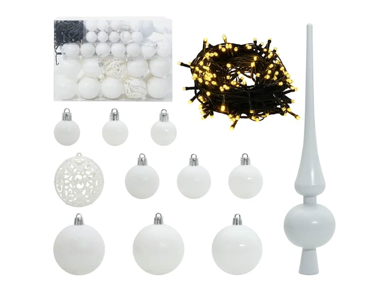  Ensemble de boules de noël 61 pc 150 led blanc chaud ø 6 cm cf61843  - Conforama A