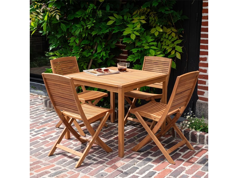  Table de jardin carrée en acacia massif huilé 24p praia 700200 - Conforama D