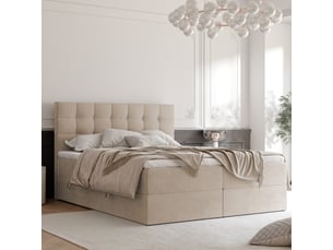 Lit coffre 160x200 cm <strong>IDOHOME</strong>  <strong>GRAND</strong> coloris beige
