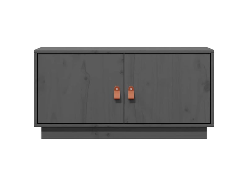  Meuble tv - banc tv - meuble de rangement gris 80x34x40 cm bois de pin massif  - Conforama D