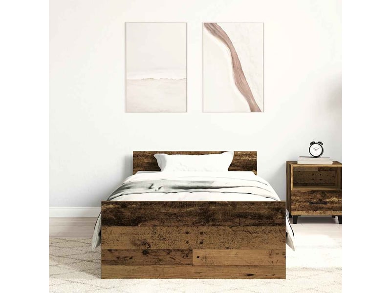  Lit simple- lit adulte -  cadre de lit sans matelas vieux bois 100x200 cm bois ingénierie  - Conforama B